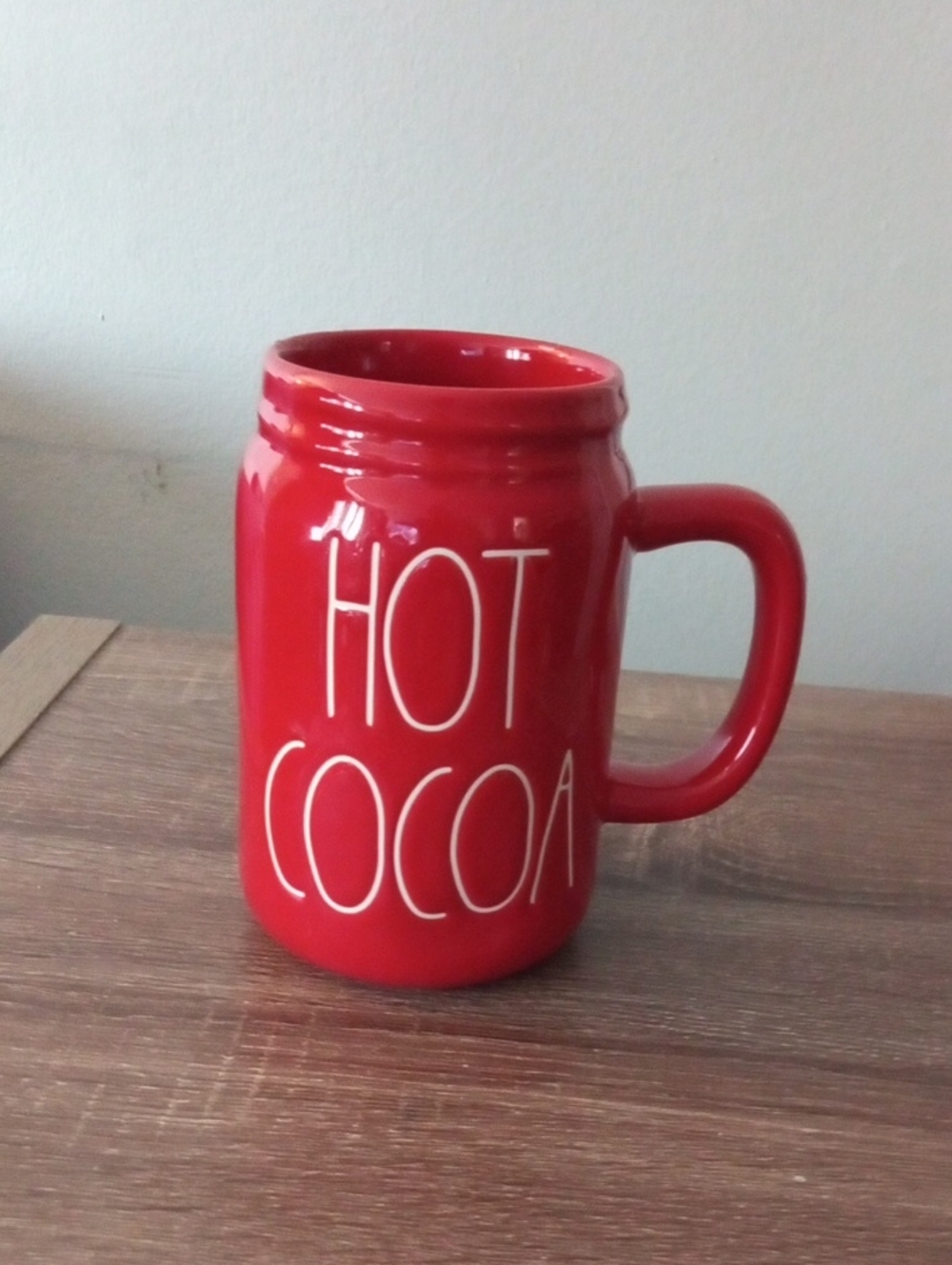 Rae Dunn Red HOT COCOA Ceramic Mug with White Lettering